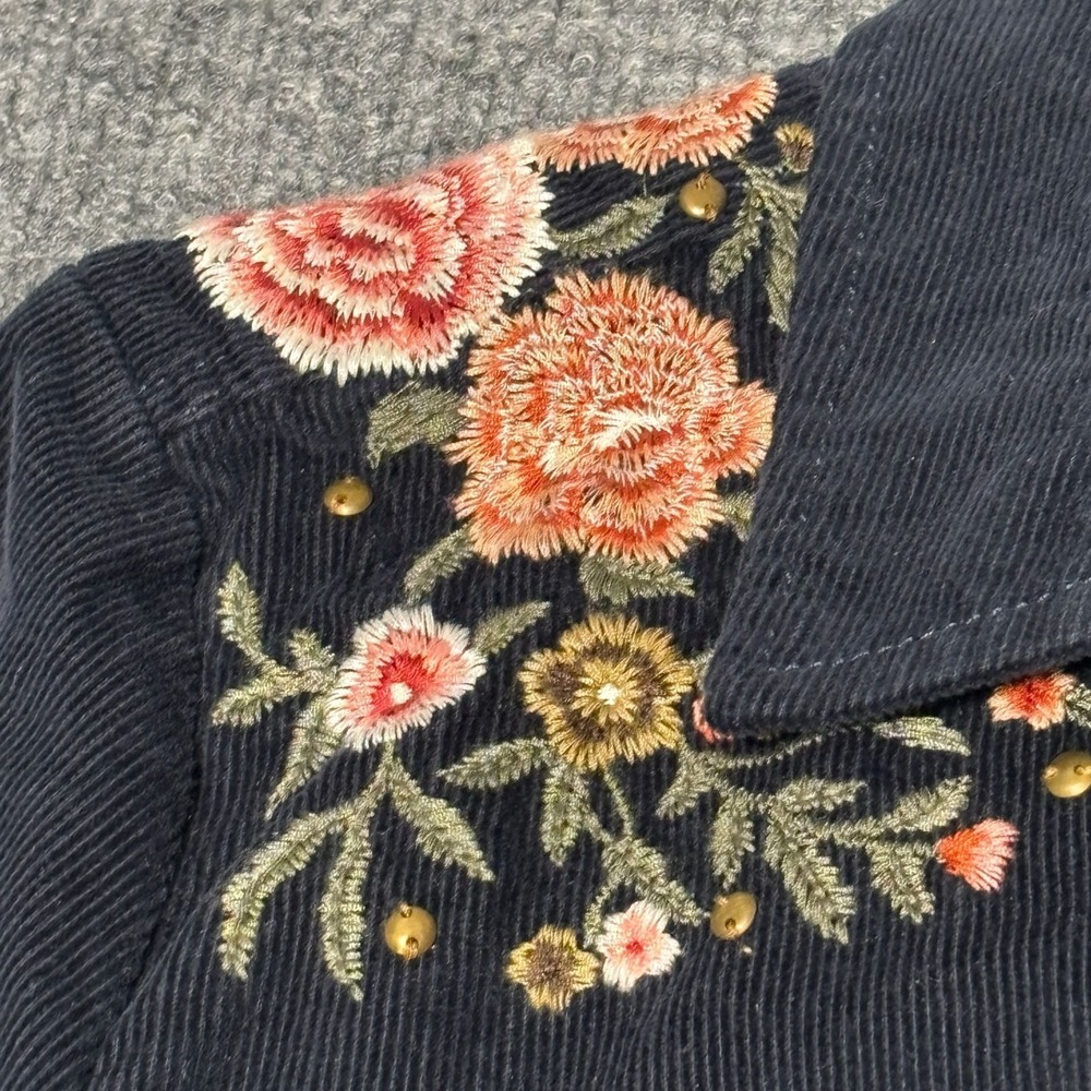 Superdry Floral Embroidered Corduroy Shirt Dress Womens 8 - Picture 8 of 16
